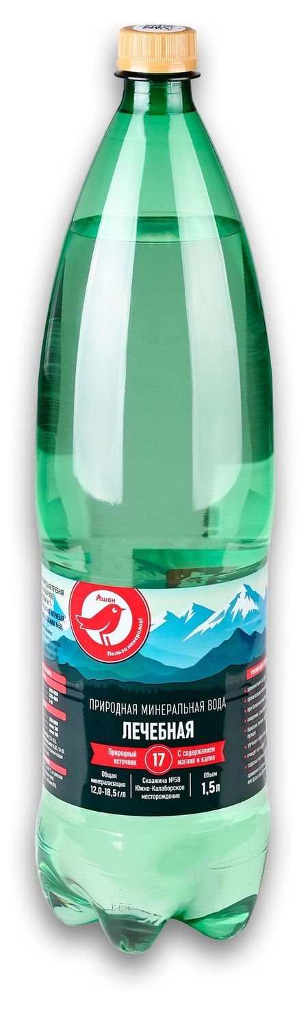 Вода минеральная лечебная АШАН Красная птица 17 с газом, 1,5 л