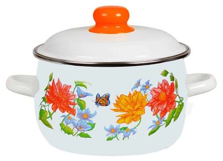 Кастрюля СтальЭмаль Цветочная эмалированная для индукционных плит, 5,5 л