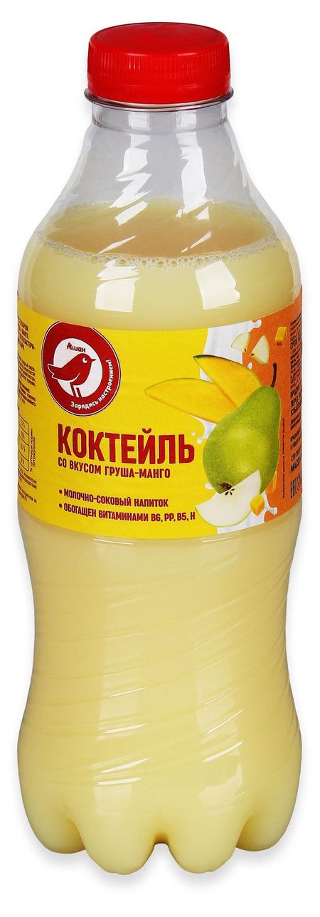 Коктейль молочно-соковый АШАН Красная птица груша-манго, 930 мл