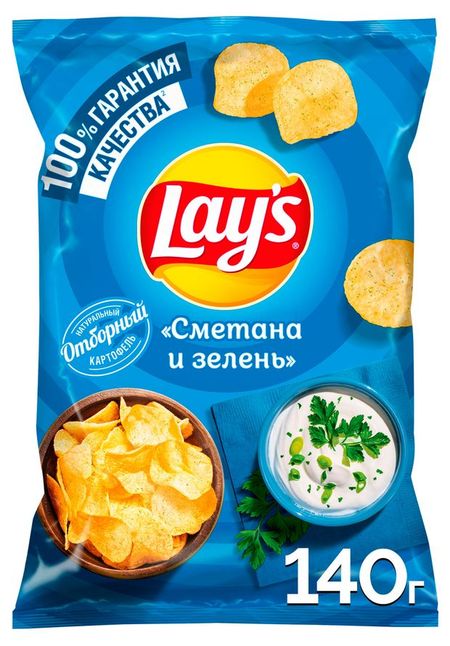 Чипсы картофельные Lay's сметана и зелень, 140 г