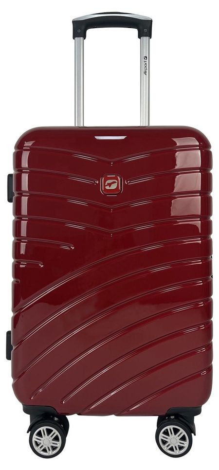 Чемодан пластиковый Airport красный 8 колес, 25х41х61 см, размер M