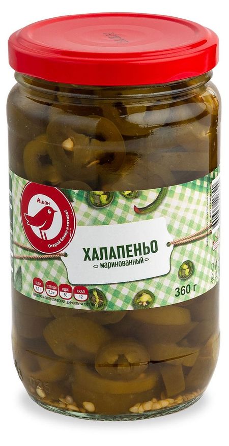 Перец халапеньо АШАН Красная птица маринованный, 360 г