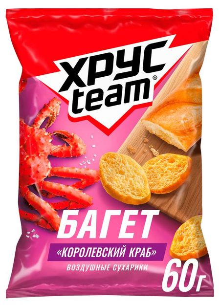 Сухарики Хрусteam Багет Краб, 60 г