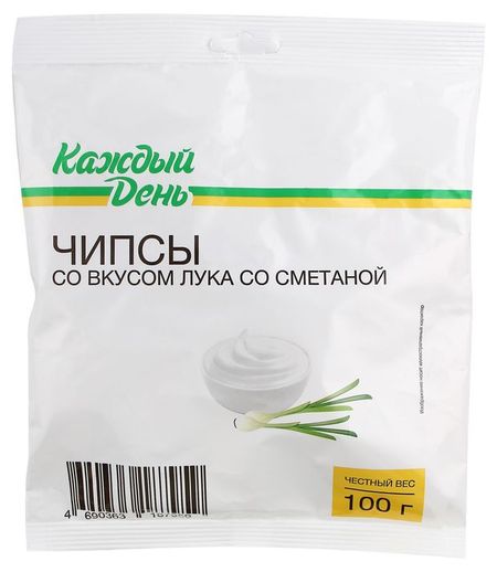 Чипсы Каждый день со вкусом сметаны и лука, 100 г