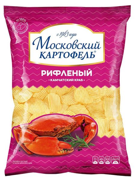 Чипсы рифленые Московский Картофель камчатский краб, 120 г