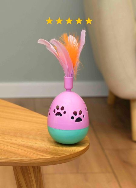 Для дома PETSHOP Игрушка неваляшка для кошек с перьями (21,5 см)