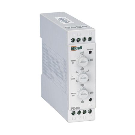 Реле контроля фаз модульное Dekraft РК-101 380 В 5 А тип AC (23301DEK) реле контроля тока geya gri8 02