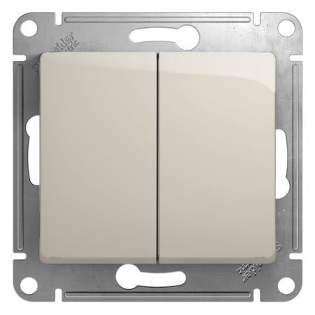 Переключатель Systeme Electric Glossa двухклавишный встраиваемый молочный (GSL000965) переключатель 1 клавишный schneider electric glossa титан