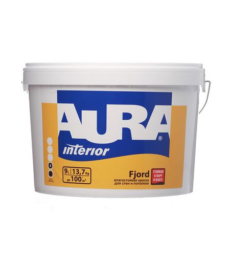 Краска влагостойкая Aura Interior Fjord база А белая 9 л основы медицинских знаний
