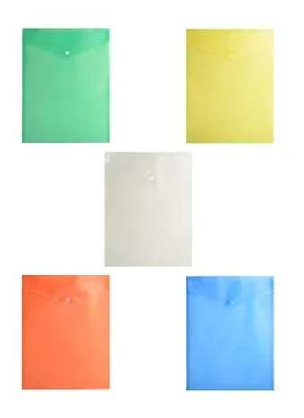 Папка-конверт А4 с кнопкой, вертикальный, ассорти, Бюрократ