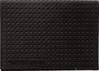 Обложка для паспорта нат.кожа, черная, плетёнка, тип 3, Спейс