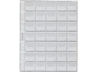 Комплект листов для монет 200х250мм с клапанами на 35 ячеек 35х35мм  (5шт) КЛМ 35К