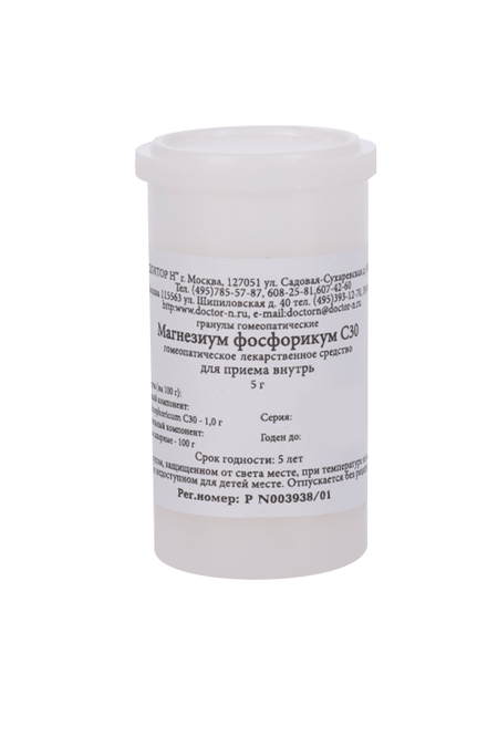 Гомеопатические монокомпонент препараты природ происхожд, 5 г, гранулы гомеопатические C30 Магнезиум фосфорикум