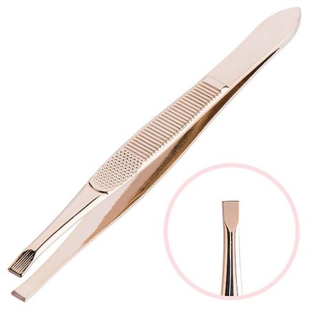 Пинцет EVABOND Пинцет для бровей прямой Golden пинцет для бровей lei 9см прямой матовый металл