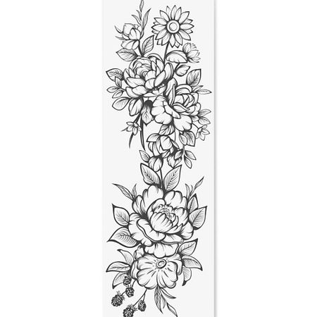 Наклейки для тела PRINT FACTORY Переводная Временная Татуировка Рукав Цветы