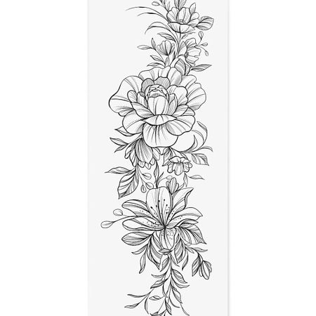 Наклейки для тела PRINT FACTORY Переводная Временная Татуировка Цветы