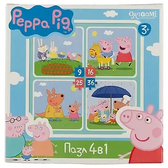 Пазл Оригами 4в1 9-16-25-36эл Peppa Pig На отдыхе 01599