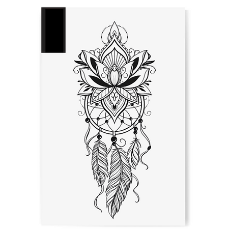 Наклейки для тела PRINT FACTORY Переводная Временная Татуировка Ловец Снов с перьями хру ный ловец солнца ab