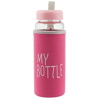 Бутылка в чехле My bottle/Май ботл розовая (стекло) (500мл)
