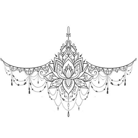 Наклейки для тела PRINT FACTORY Временная Переводная Татуировка Под Грудь Лотос наклейки на грудь trendy look розовые 2 шт