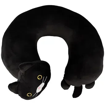 Подголовник Кот черный (текстиль) (30х30) (12-01009-HF-2848) Bookvalno