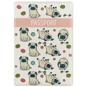 Обложка для паспорта Мопсы фр-фр (ПВХ бокс) (ОП2018-197)