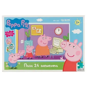 Пазл ORIGAMI 24эл 32,8*22см Свинка Пеппа. Работа Мамы Свинки 04287