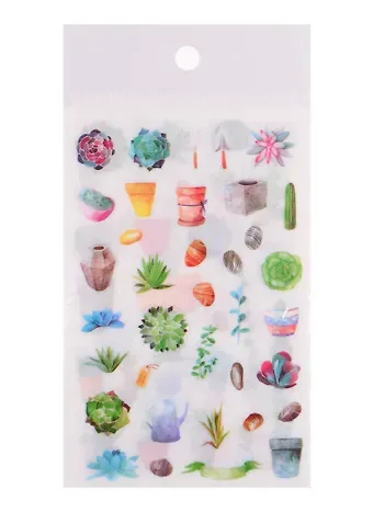 Наклейки бумажные Кактусы цветные, 9*14, (6 листов)