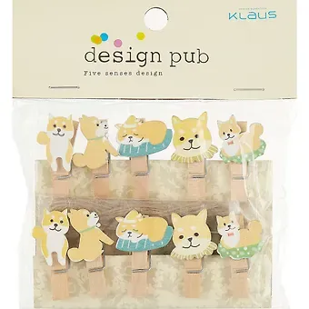 Прищепки декоративные с веревкой 10 шт. Корги на лежанке