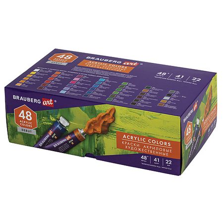 Краски BRAUBERG Краски акриловые художественные ART DEBUT в тюбиках мини пустышки акриловые cyziwei multicolor 50 шт
