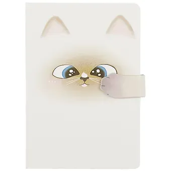 Блокнот с фигурной магнитной застежкой-лапкой Мордочка котика (256стр) (13х19)