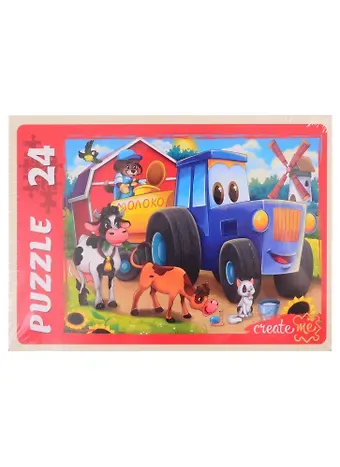 Пазл Макси Веселый трактор №3 Greate me 24 элемента ПУ24-5882
