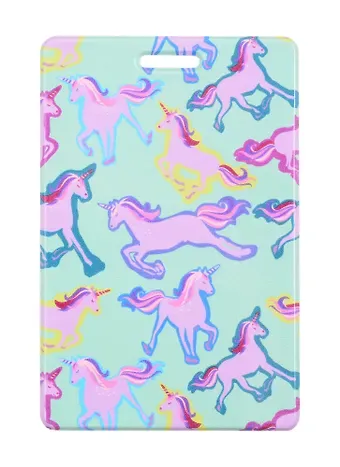 Чехол для карточек Единороги с цветным контуром на мятном фоне (ДГ2021-276)