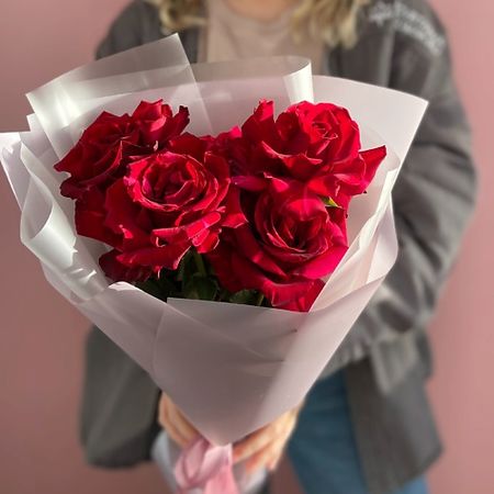 Букет живых цветов CVETAEVA TOMSK.RU Букет из 5 красных французских роз 