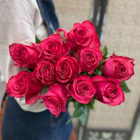 Букет живых цветов ЦВЕТЫ ДЛЯ ВАС Роза розовая 11 шт