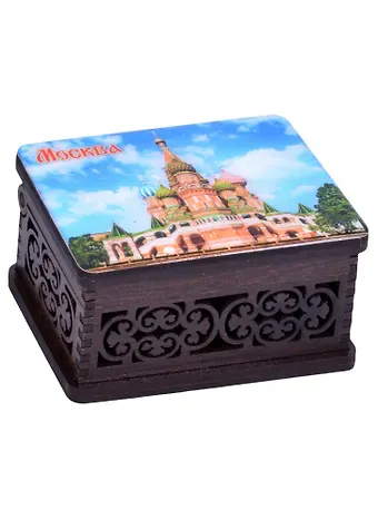 ГС Шкатулка малая резная с заливкой смола Москва вид 2 (хдф) (95x65x52 мм)