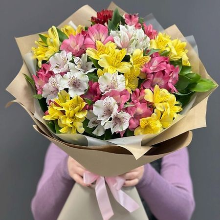 Букет живых цветов ARTISHOK Букет из 15 разноцветных альстромерии
