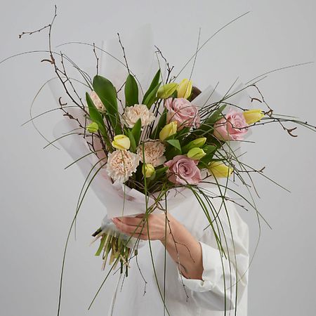 Букет живых цветов BIM BUKET IN MOSCOW Весенний букет с лимонными тюльпанами и розами. АРТ 684 крокус весенний пиквик 6 шт