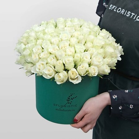 Букет живых цветов STUDIO FLORISTIC Композиция из Роз 101 шт 40 см «Утренняя роса» искусственные утренняя слава и эвкалипт 75 см