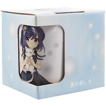 Кружка Аниме Девушка с белым котиком (Сёдзё) (керамика) (330мл) (коробка)