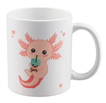 Кружка Аксолотль с bubble tea (керамика) (330мл) (К2024-98)