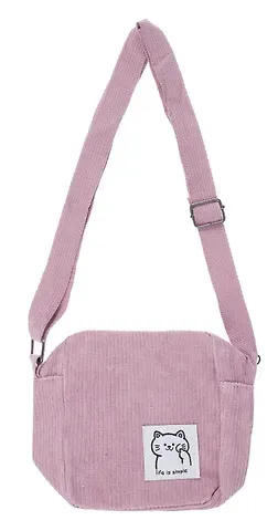 Сумочка на молнии кросс-боди (розовая) (вельвет) (16х14х6) (12-HanMa-765)