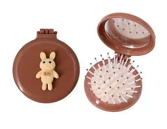 Расческа складная с зеркалом Мишка (пластик) (7см) (12-20250220-3) (Lafilaf)