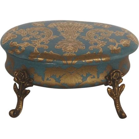 Шкатулка Glasar на ножках, синяя с золотым декором, 17х12х8 см