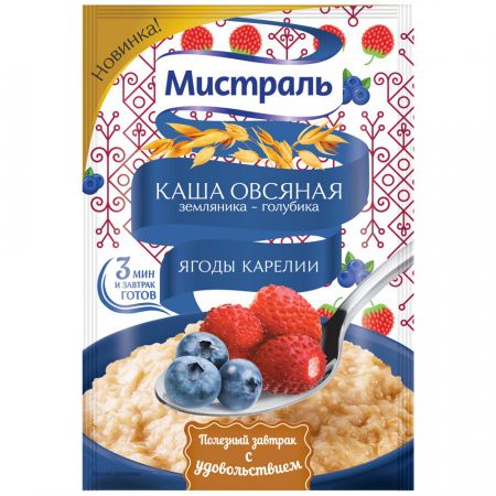 Каша овсяная Мистраль Ягоды Карелии земляника-голубика, 40 г