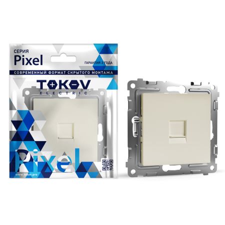 Розетка Tokov Electric Pixel телефонная 1-м RJ11 бежевая