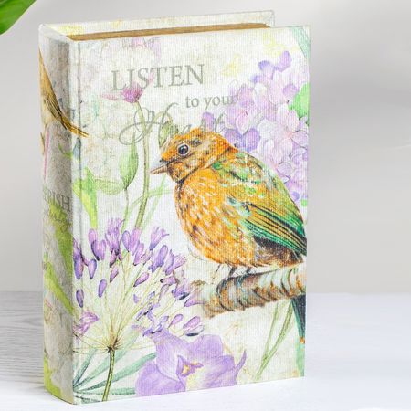 Шкатулка Glasar Bird в виде книги бежевая 19х7х27 см