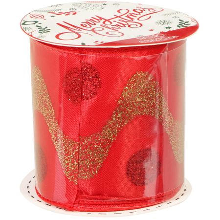 Лента новогодняя Due Esse Christmas 270 см красная/золото