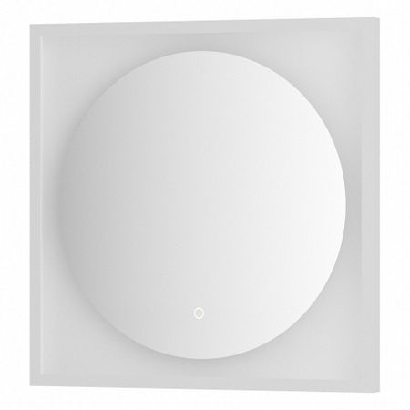 Зеркало Defesto Еclipse 60х60 12W белая рама, с LED-подсветкой, сенсорный выключатель, теплый свет