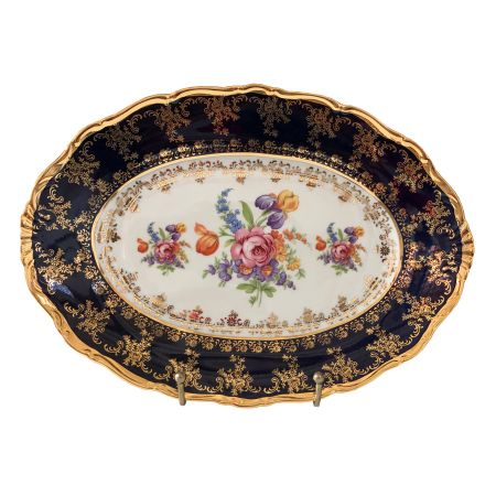 Блюдо овальное Thun 1794 Офелия Кобальтовый цветок 32 см